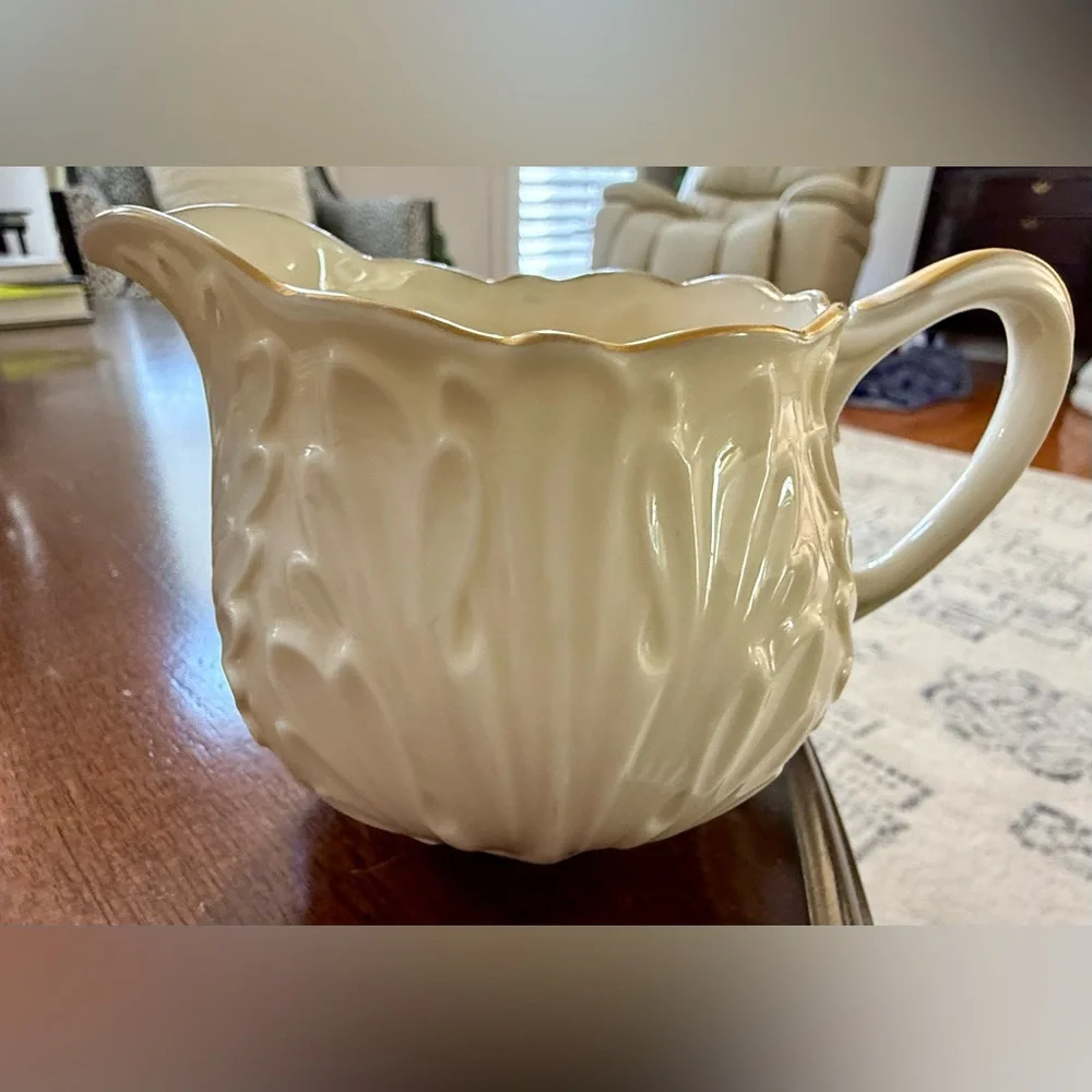 Vintage Lenox Cream and Gold Embossed Porcelain Creamer